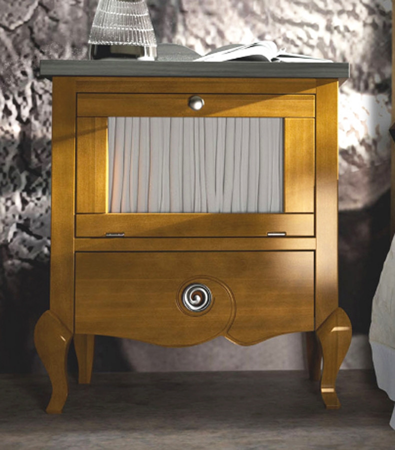 MESITA DE DORMITORIO CON PUERTA Y CAJÓN MADERA
