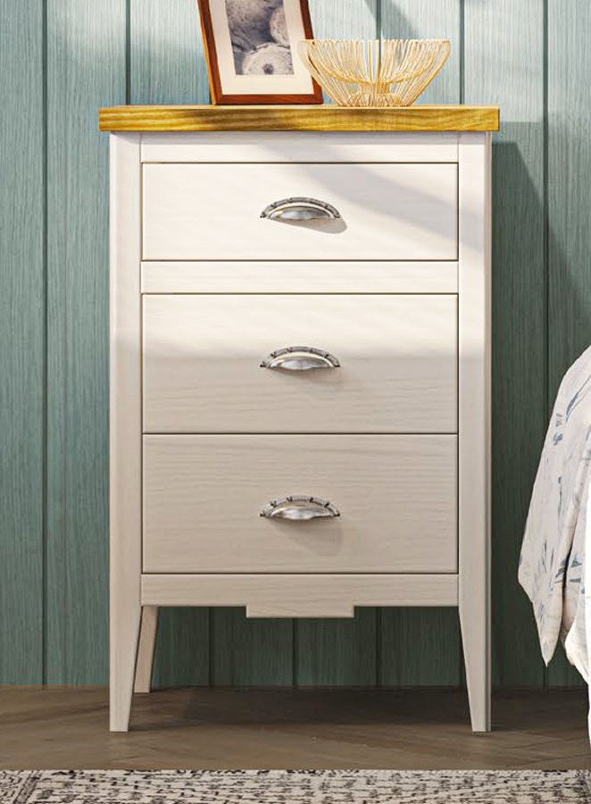 MESITA DE NOCHE CON 3 PRÁCTICOS CAJONES IDEAL PARA TU DORMITORIO
