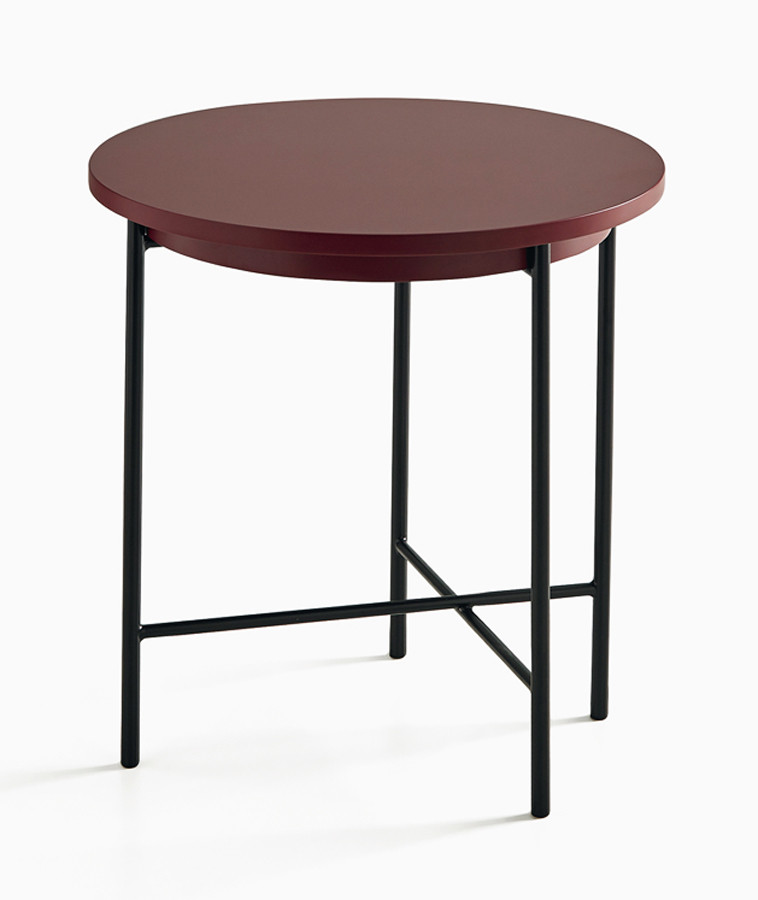 MESA DE CENTRO DE DISEÑO MODERNO CON BASE METÁLICA LACADA