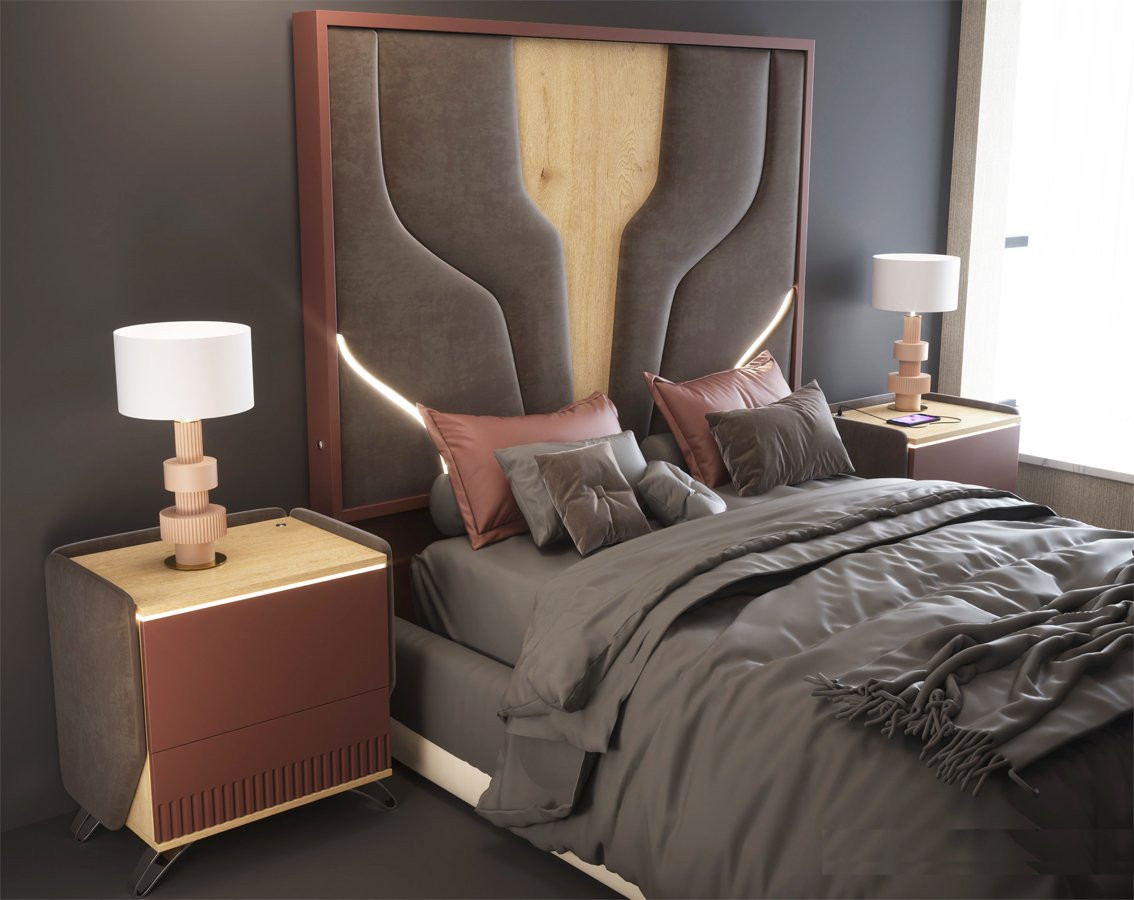 MUEBLES DE DORMITORIO ELEGANTE CON ILUMINACIÓN LED INTEGRADA - DM