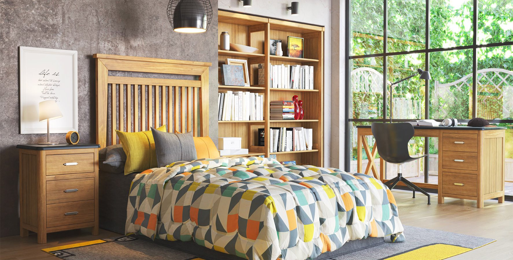 MOBILIARIO MODERNO PARA DORMITORIO EN MADERA NATURAL SOSTENIBLE