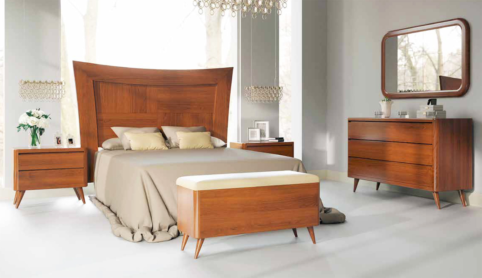 DORMITORIO MATRIMONIO DISEÑO NÓRDICO MADERA - PINO