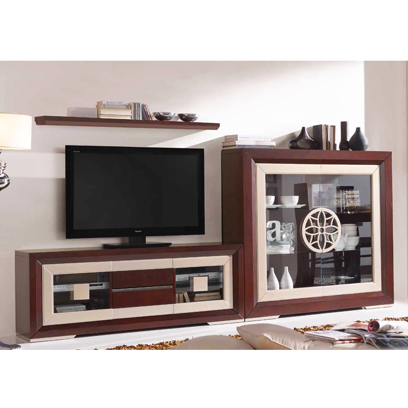 MOBILIARIO DE SALÓN CON MUEBLE TELEVISIÓN - PINO