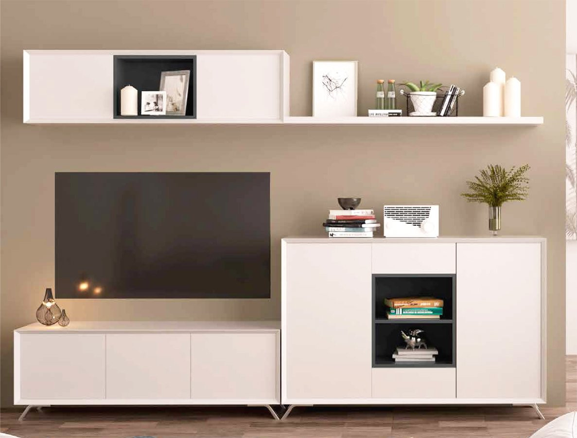 MODERNA COMPOSICIÓN DE MUEBLES DE SALÓN CON GRAN ALMACENAJE