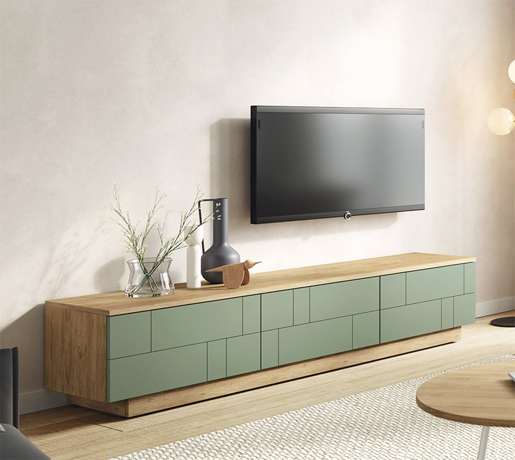 MUEBLE BAJO DE TELEVISIÓN CON PUERTAS IDEAL PARA SALONES MODERNOS