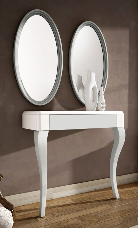 MUEBLE ENTRADA PATAS ISABELINAS Y DOS ESPEJOS OVALADOS