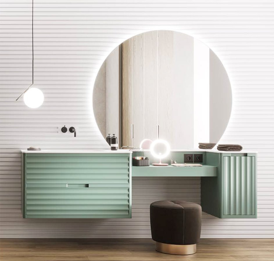 ELEGANTE MUEBLE DE BAÑO CON DOS CAJONES, TOCADOR Y UNA PUERTA