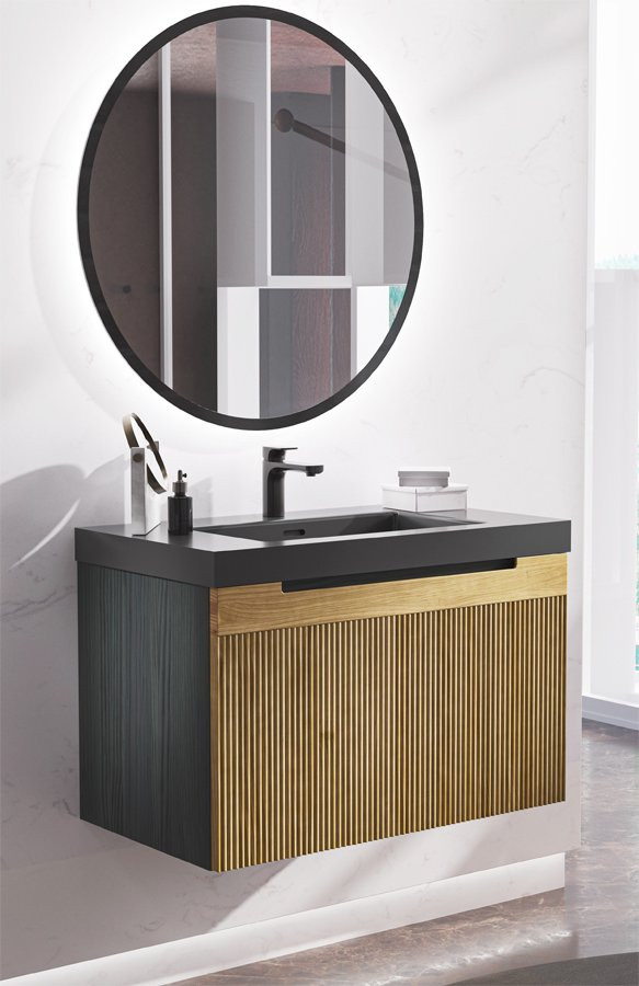 ELEGANTE MUEBLE DE BAÑO EN MADERA SOSTENIBLE Y CON UN AMPLIO CAJÓN
