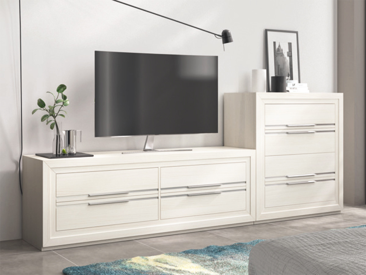 COMPOSICIÓN DE MUEBLE DE TV CON CAJONERA MADERA