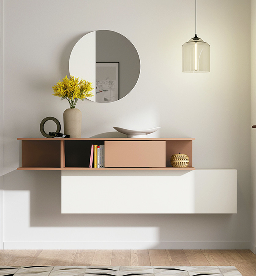 ▷ MUEBLE RECIBIDOR MODULAR CON ESPEJO para entraditas