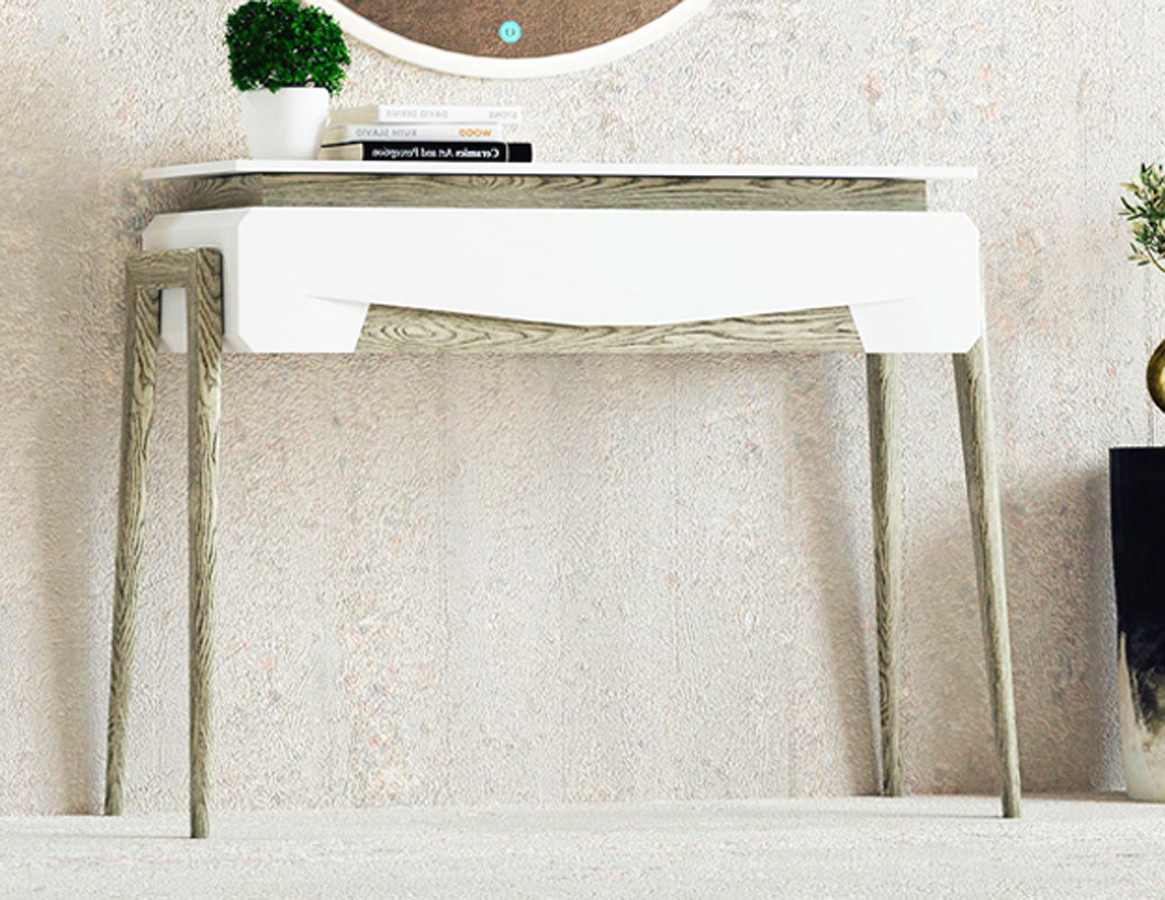 MUEBLE RECIBIDOR DE DISEÑO CON 1 CAJÓN Y PATAS MADERA MACIZA - DM