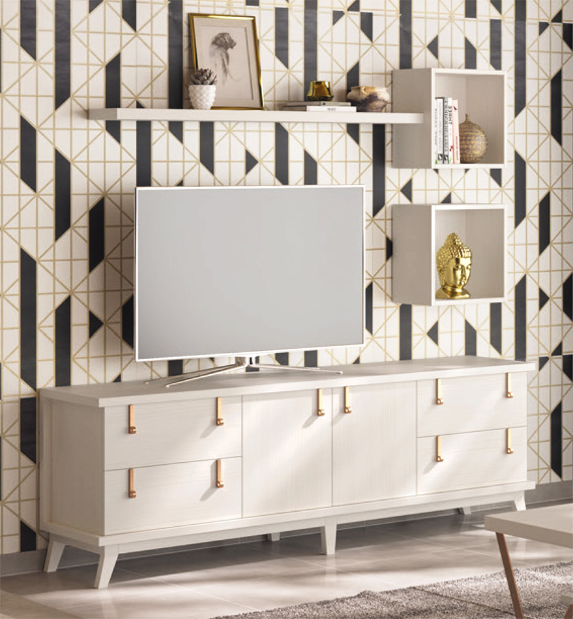 MUEBLE DE TELEVISION ESTILO NÓRDICO MADERA NATURAL DE PINO