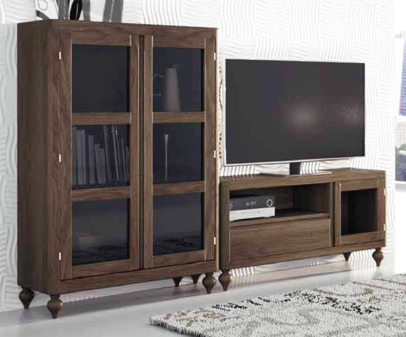 MUEBLES PARA SALÓN CON MESA TV PATAS MADERA - PINO
