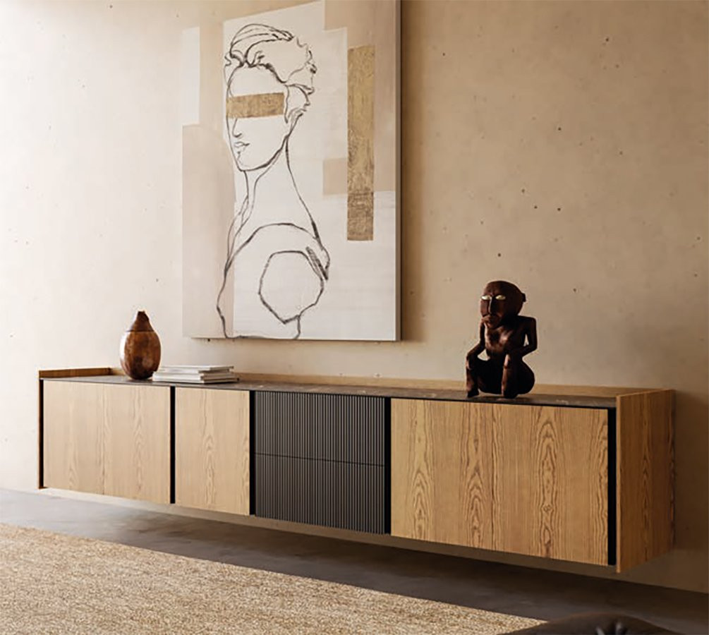 APARADOR BAJO DE DISEÑO CONTEMPORANEO MADERA DE FRESNO