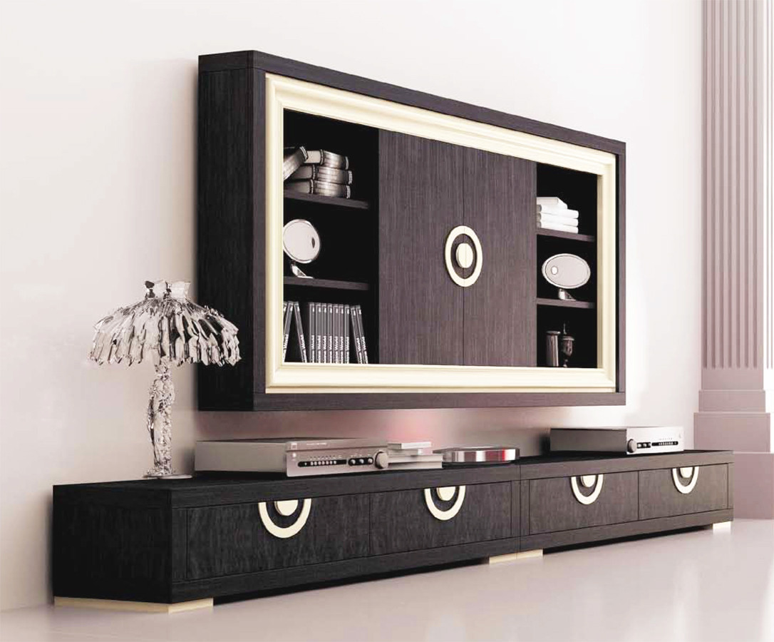 MUEBLE TELEVISIÓN PUERTAS CORREDERAS Y BAJO CON CAJONES