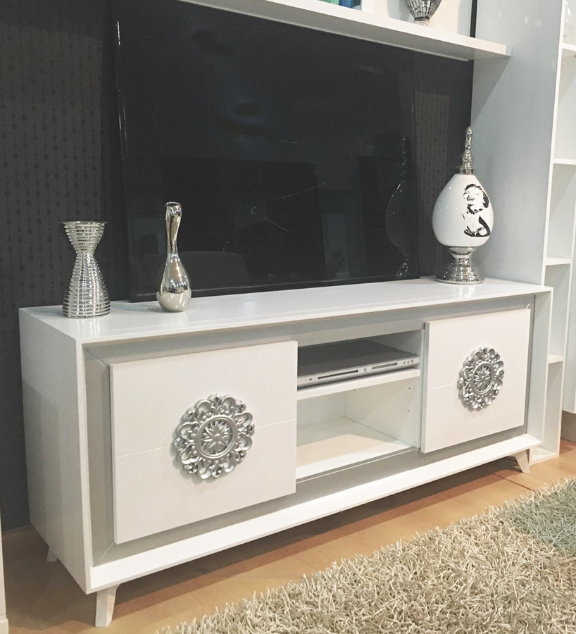 Aparador con patas color blanco vintage, mueble TV (opcional)