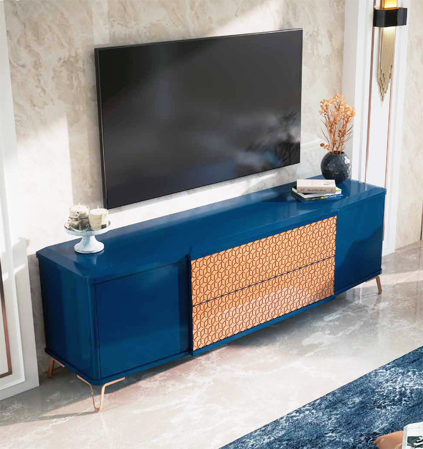 MUEBLE DE DISEÑO PARA TELEVISIÓN CON 2 PUERTAS Y 2 CAJONES - DM