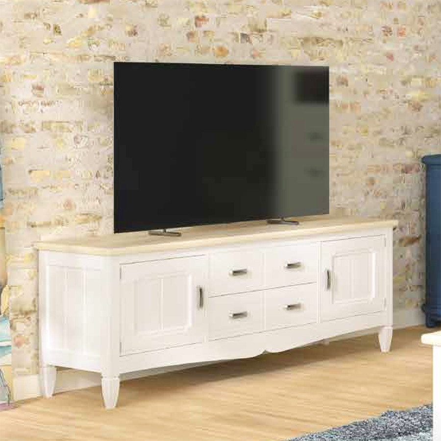 MUEBLE TELEVISIÓN 2 CAJONES Y 2 PUERTAS MADERA ORIGEN SOSTENIBLE