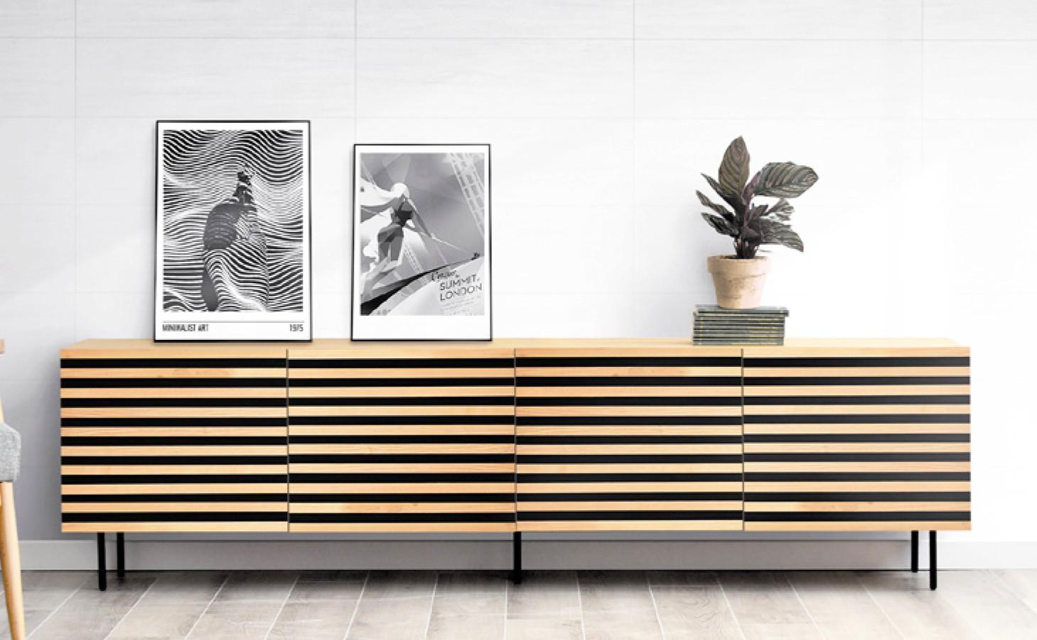 MUEBLE DE TV O APARADOR BAJO ESTILO NÓRDICO MADERA - ROBLE
