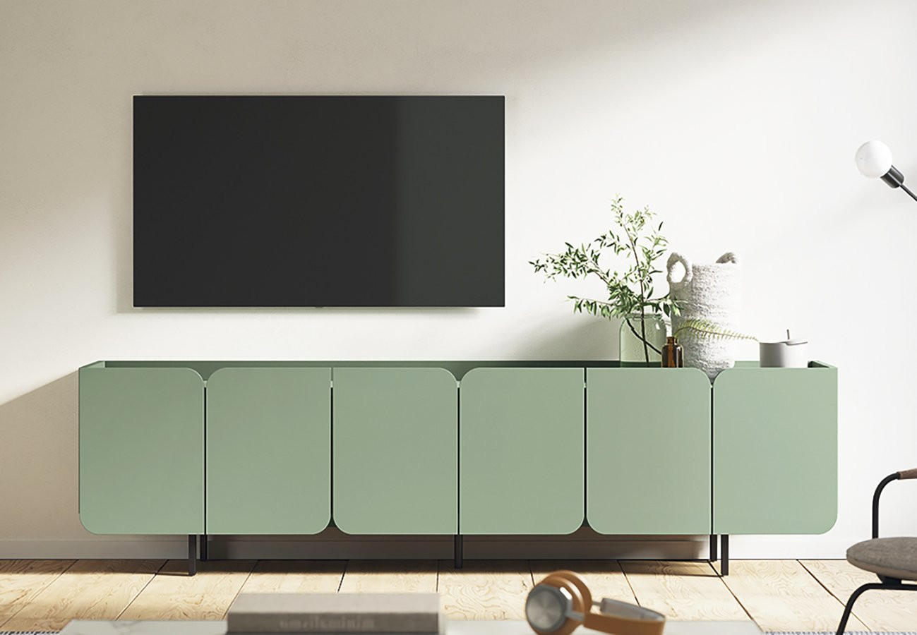 MUEBLE DE TV MODERNO CON PUERTAS INSPIRADAS EN LA FLOR DEL TULIPÁN
