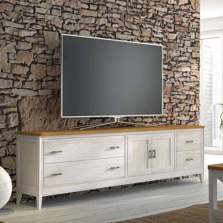 MESA DE TELEVISOR CON PUERTAS Y CAJONES SALÓN COMEDOR MADERA