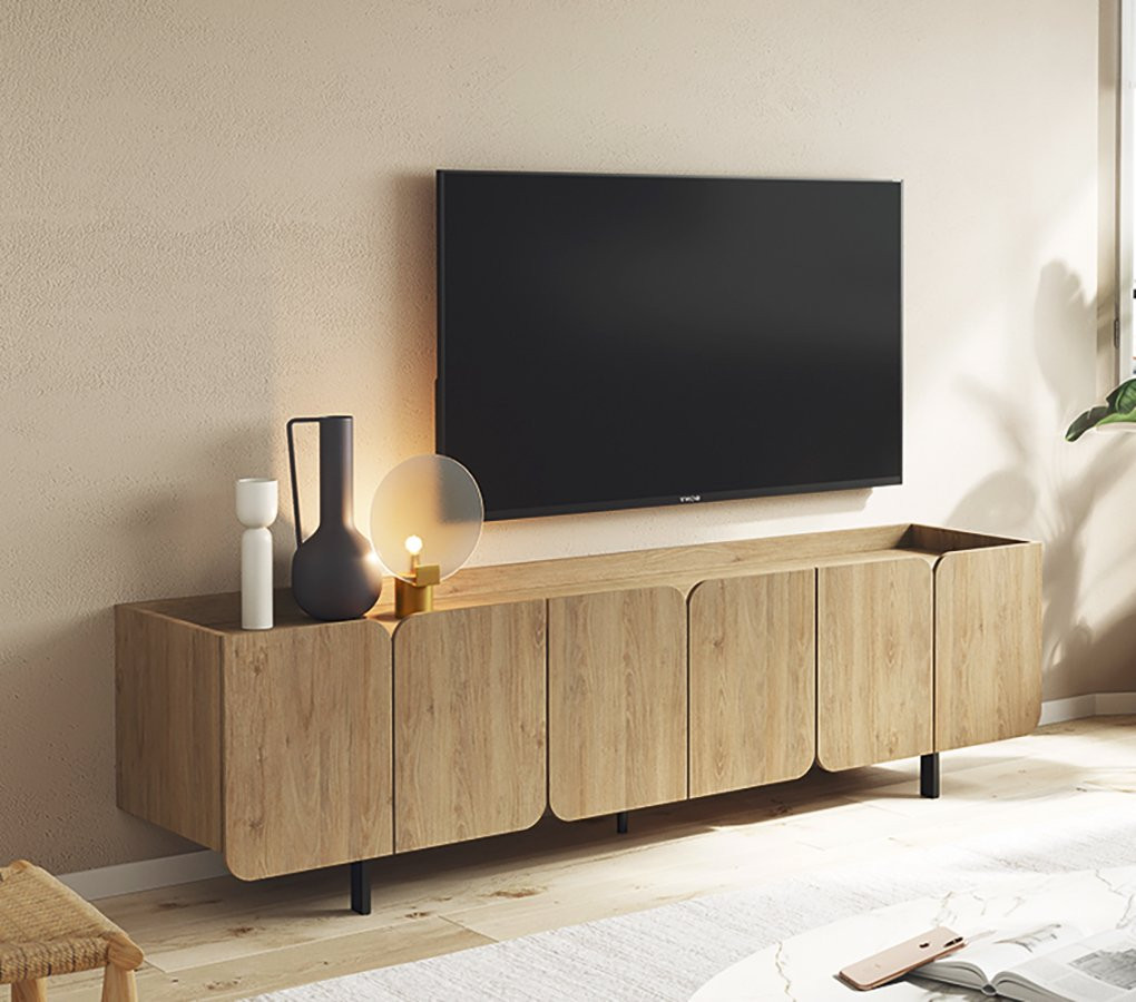 MUEBLE DE TELEVISIÓN DE DISEÑO CON PUERTAS CON ESQUINAS REDONDEADAS