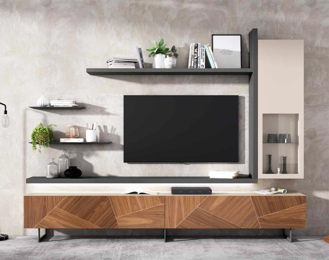 MUEBLE PARA TELEVISIÓN DISEÑO MODERNO Y ELEGANTE MADERA - ROBLE