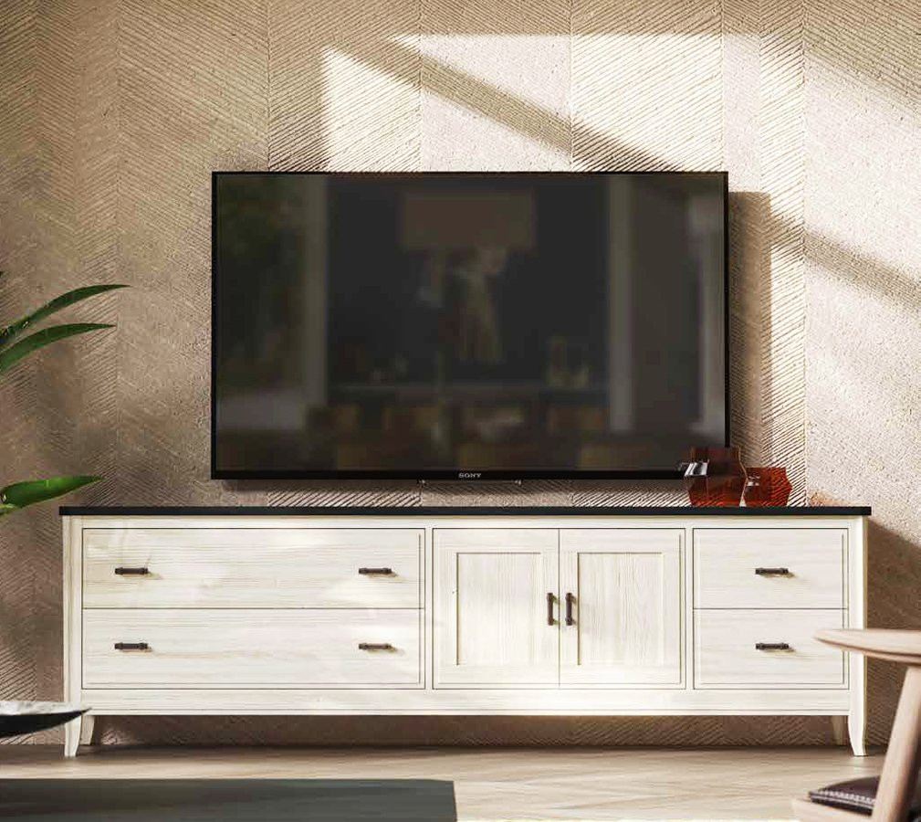 MESA DE TELEVISOR CON PUERTAS Y CAJONES SALÓN COMEDOR MADERA