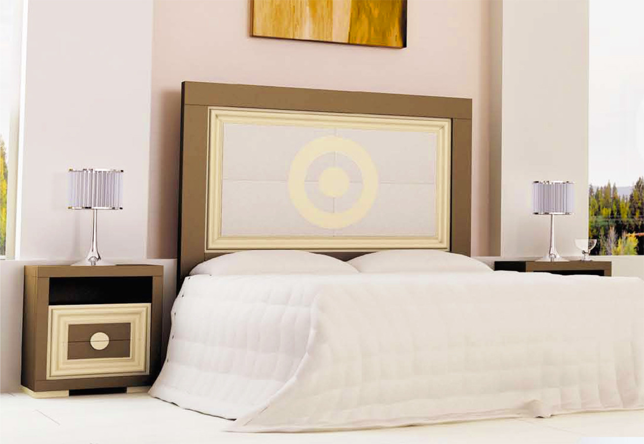 COLECCIÓN DE MUEBLES DE DORMITORIO CON CABECERO TAPIZADO - PINO