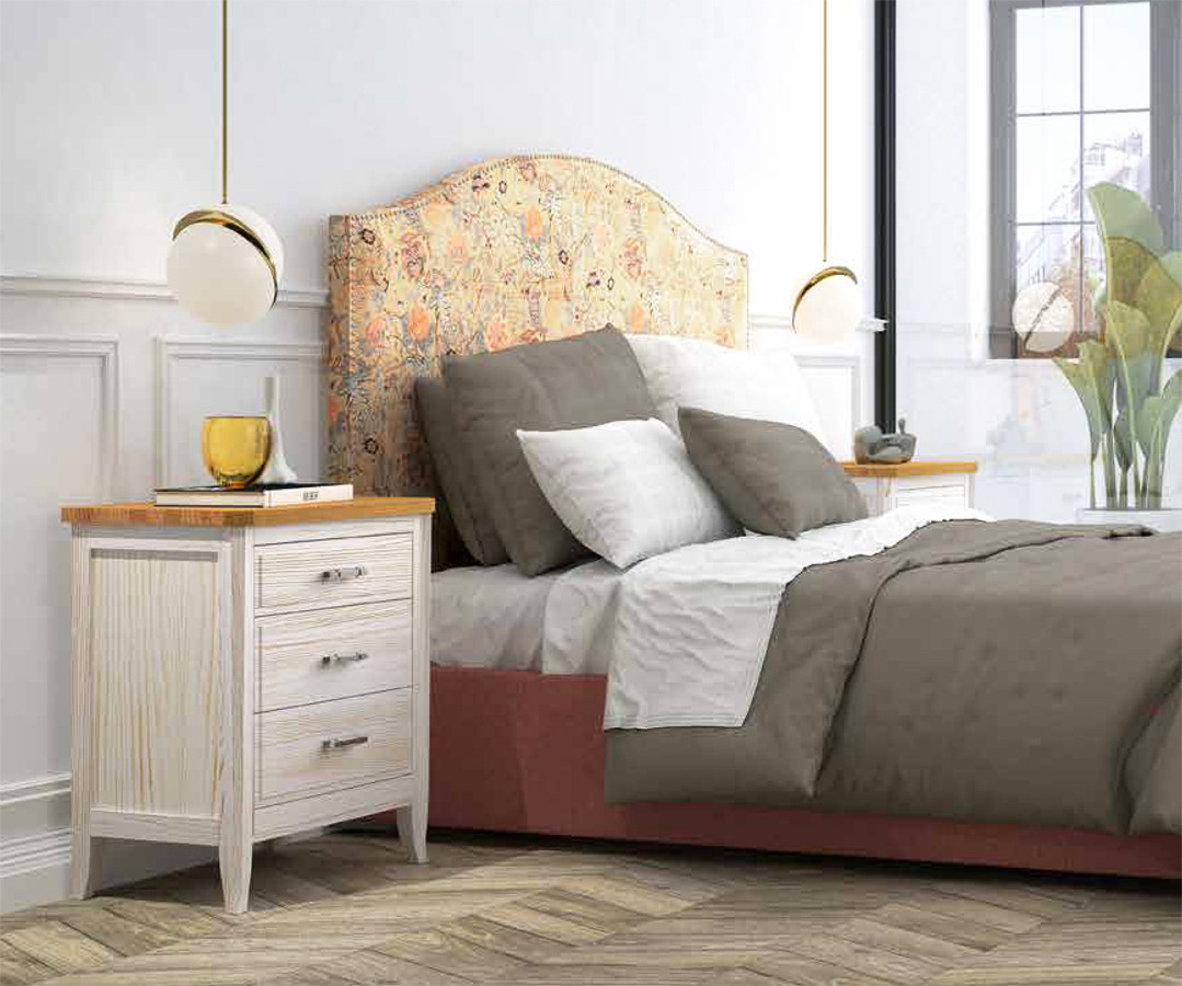 MUEBLES DE DORMITORIO CABECERO DE CAMA TAPIZADO CLÁSICO