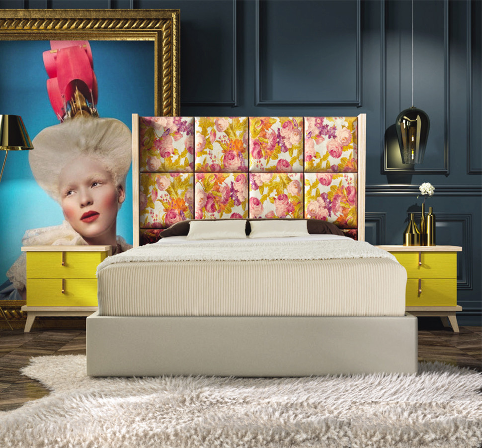MUEBLES DE DORMITORIO DE DISEÑO NÓRDICO CON CABECERO TAPIZADO
