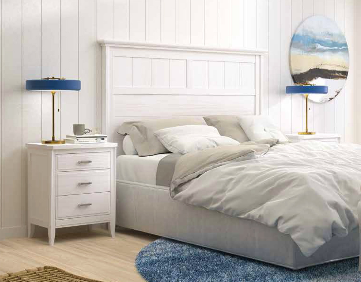 MUEBLES DE DORMITORIO JUVENIL CON CABECERO PANEL MADERA - PINO