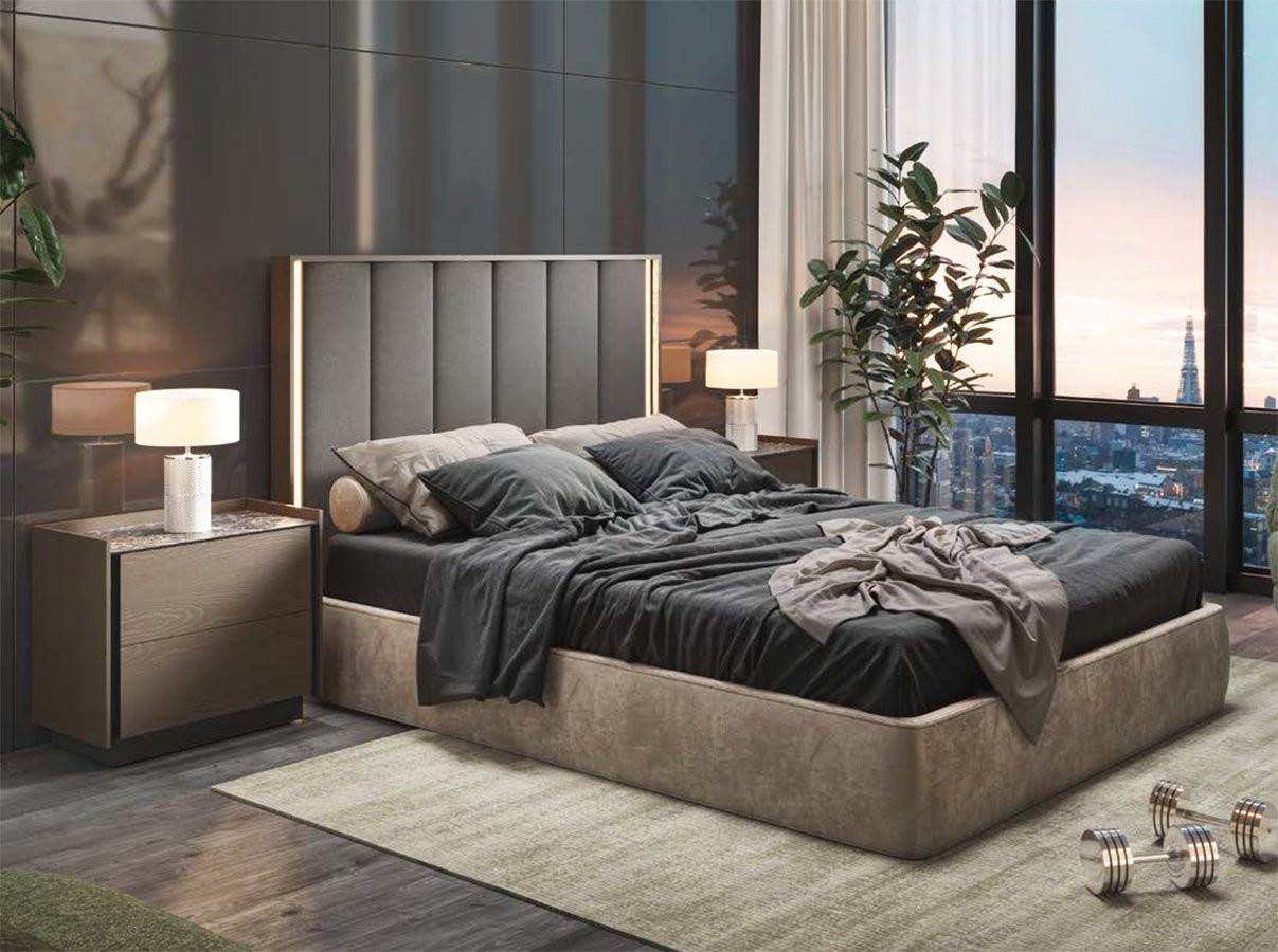 DORMITORIO CONTEMPORÁNEO MODULAR CON CABECERO TAPIZADO
