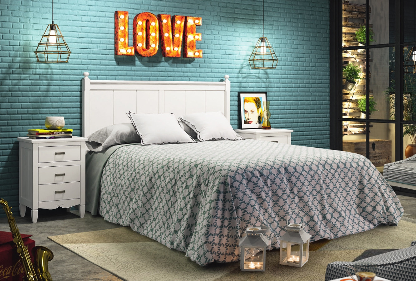 MUEBLES DORMITORIO ESTILO COLONIAL PROVENZAL MADERA