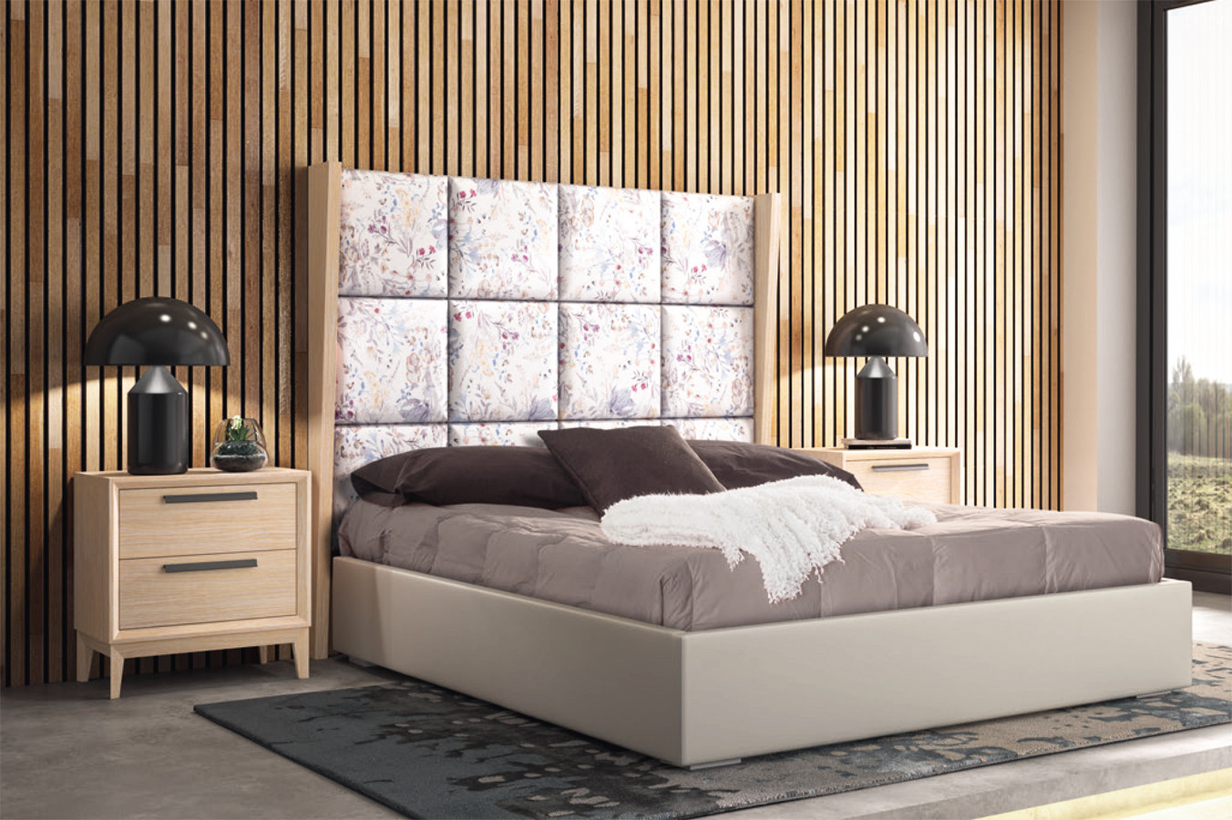 DORMITORIO CON MUEBLES DE DISEÑO NÓRDICO MADERA NATURAL
