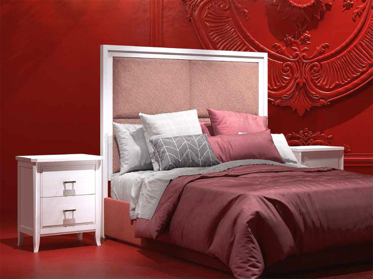 MOBILIARIO DORMITORIO MATRIMONIO TAPIZADO MADERA NATURAL - PINO