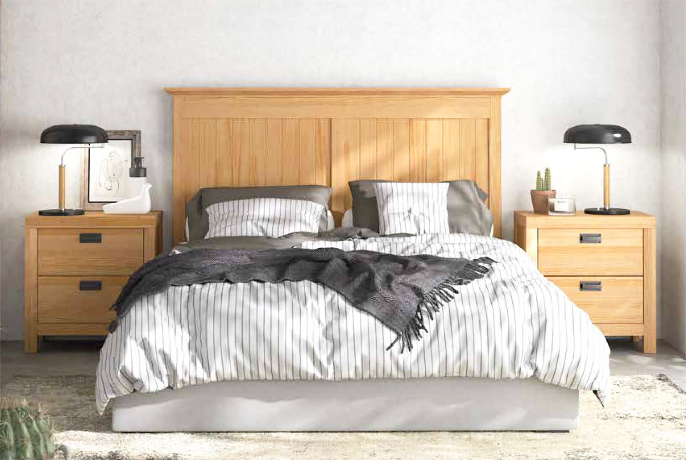 MUEBLES DORMITORIO FABRICADO EN MADERA DE PINO NATURAL SOSTENIBLE
