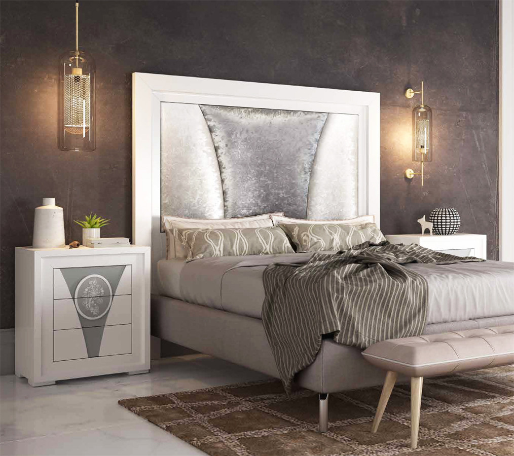 MUEBLES DE DORMITORIO ESTILO CLÁSICO CABECERO TAPIZADO