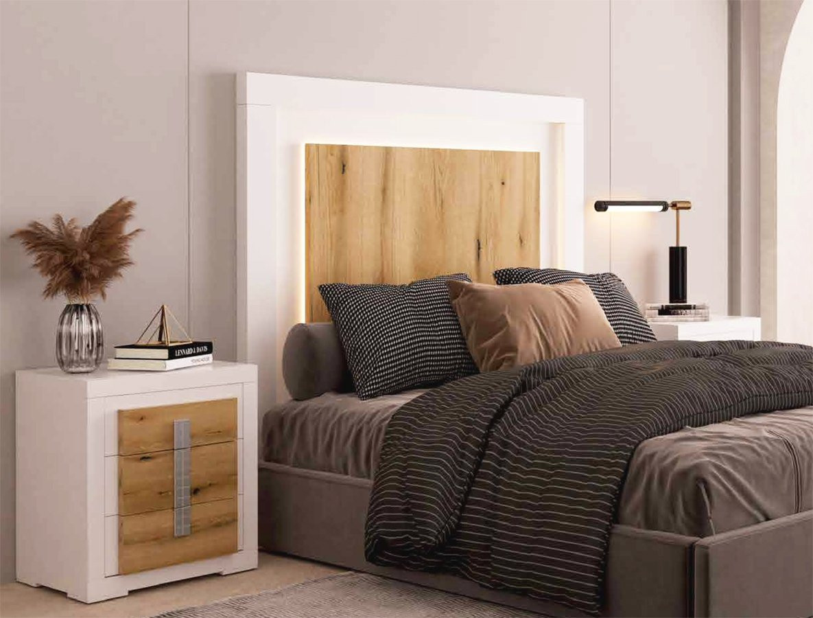 MODERNO DORMITORIO CON CABECERO CON ILUMINACIÓN LED