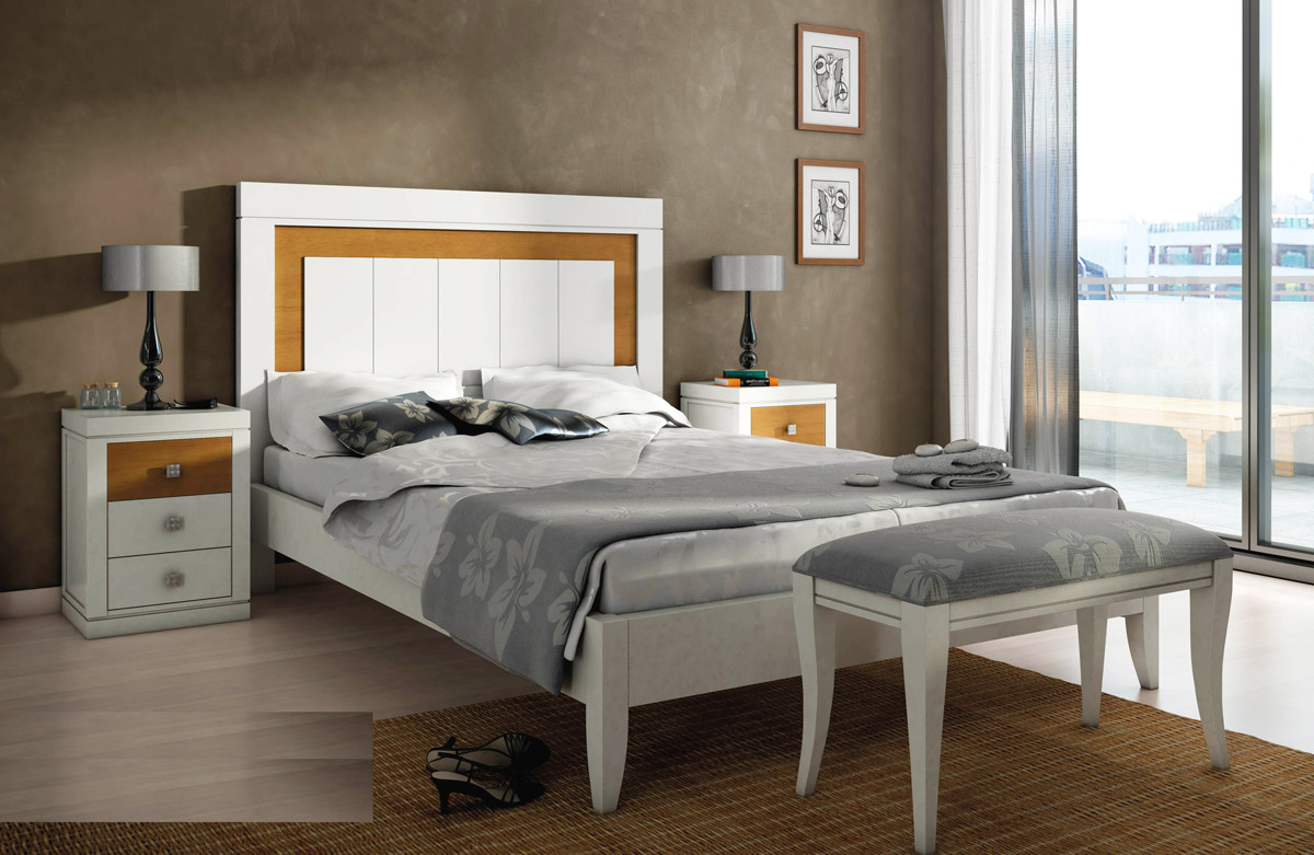 DORMITORIO CAMA CON BANCADA DE MADERA - HAYA