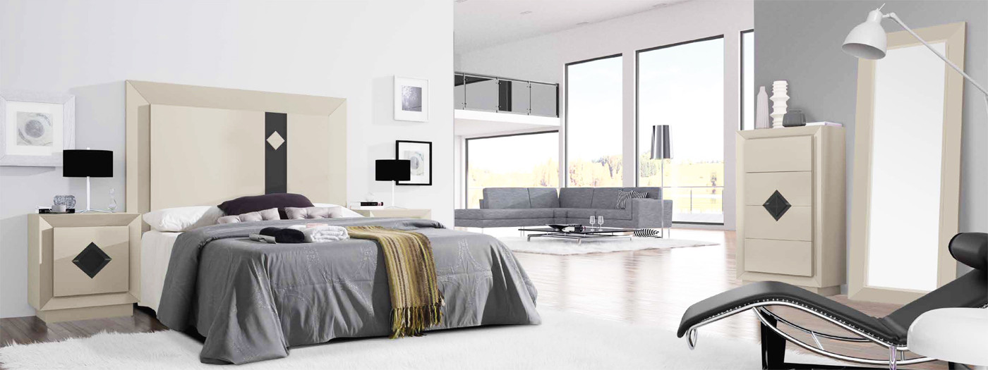 MUEBLES DORMITORIO CON DETALLE DE ROMBO EN EL PANEL EN MADERA - ROBLE