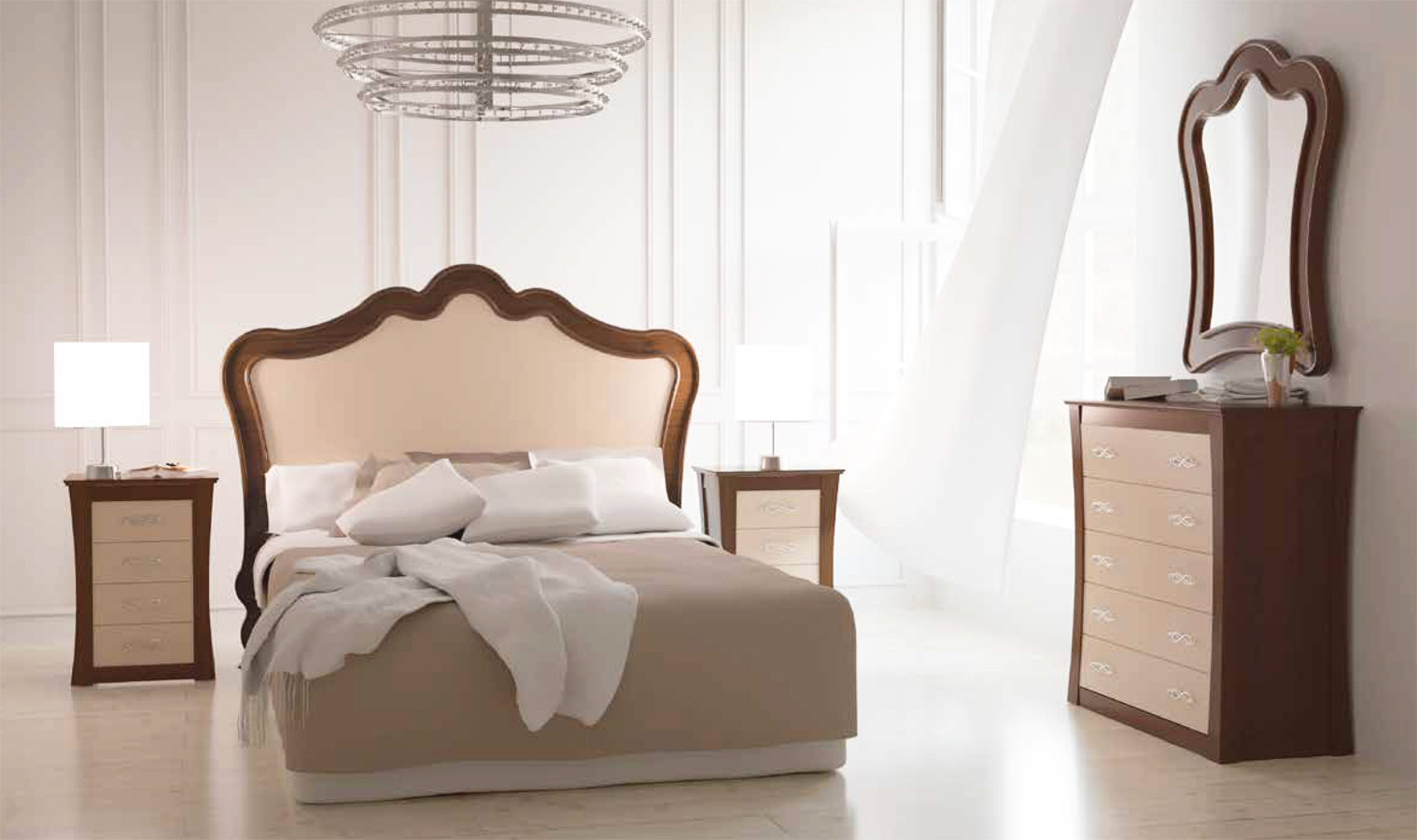 ESTANCIA DE DORMITORIO CON MUEBLES CLÁSICOS - PINO