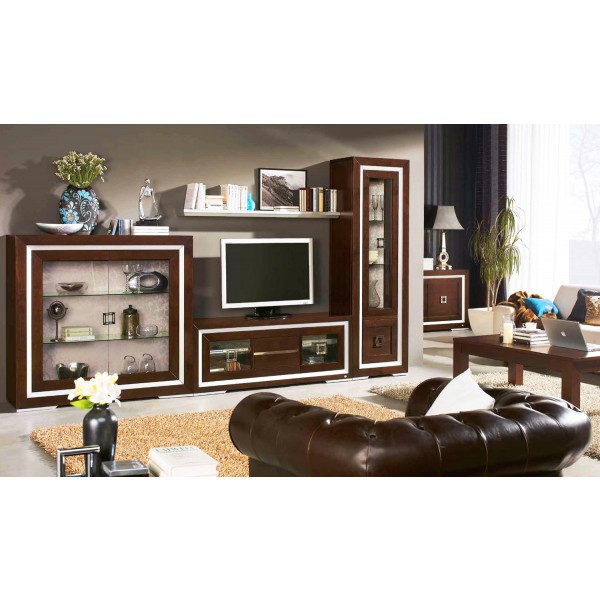 Muebles madera maciza de pino barnizado para salones
