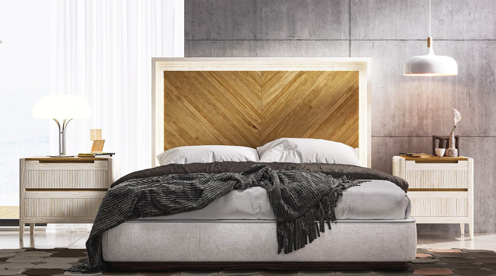 CONJUNTO DE MUEBLES DE DORMITORIO MODERNO EN MADERA SOSTENIBLE