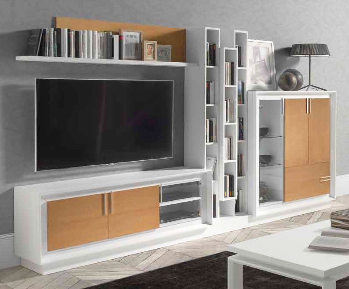 MUEBLES SALÓN COMEDOR CON MÓDULO PARA LIBROS MADERA - DM