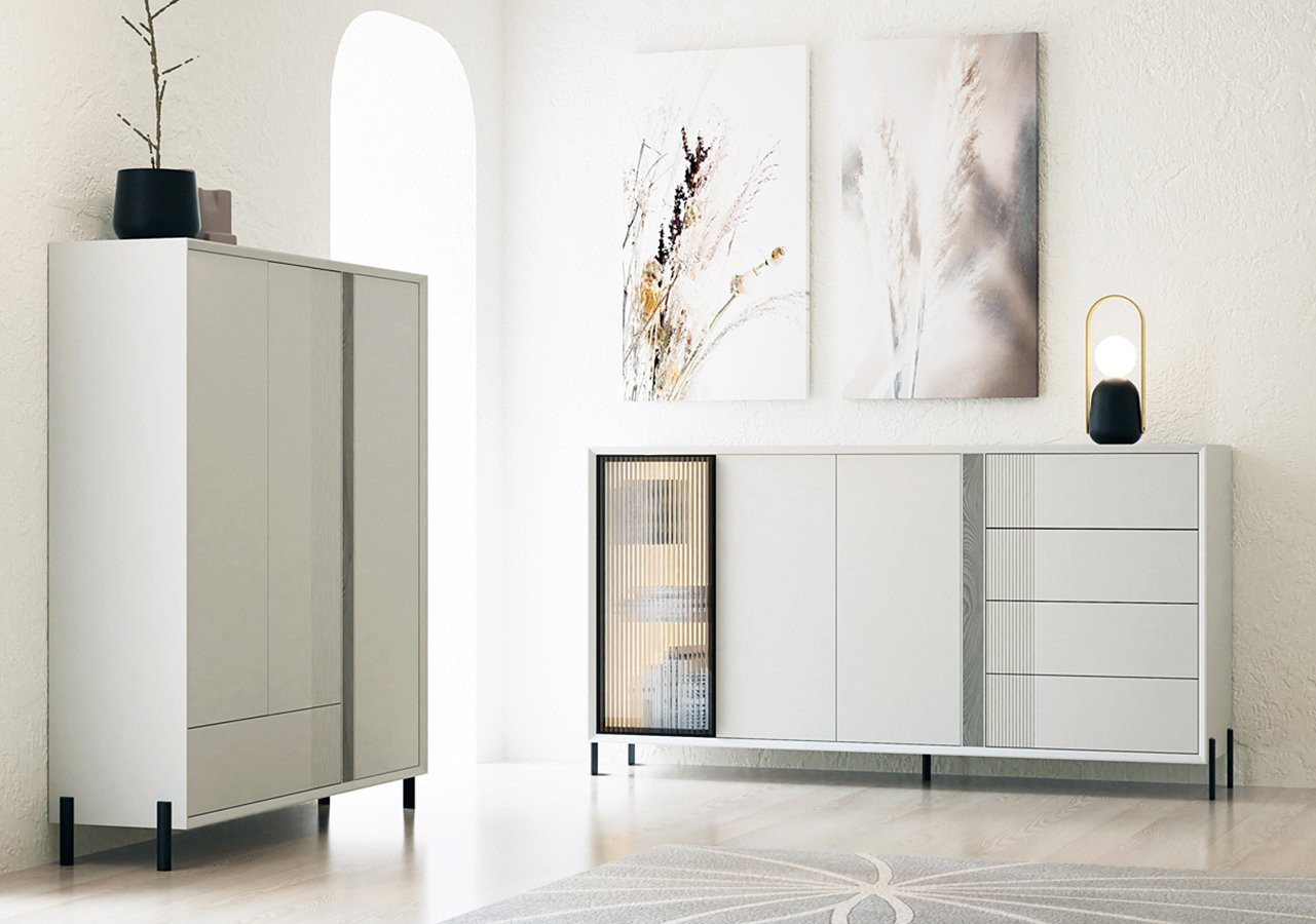 CONJUNTO DE MUEBLES MODERNOS PARA SALÓN CON APARADOR Y VAJILLERO