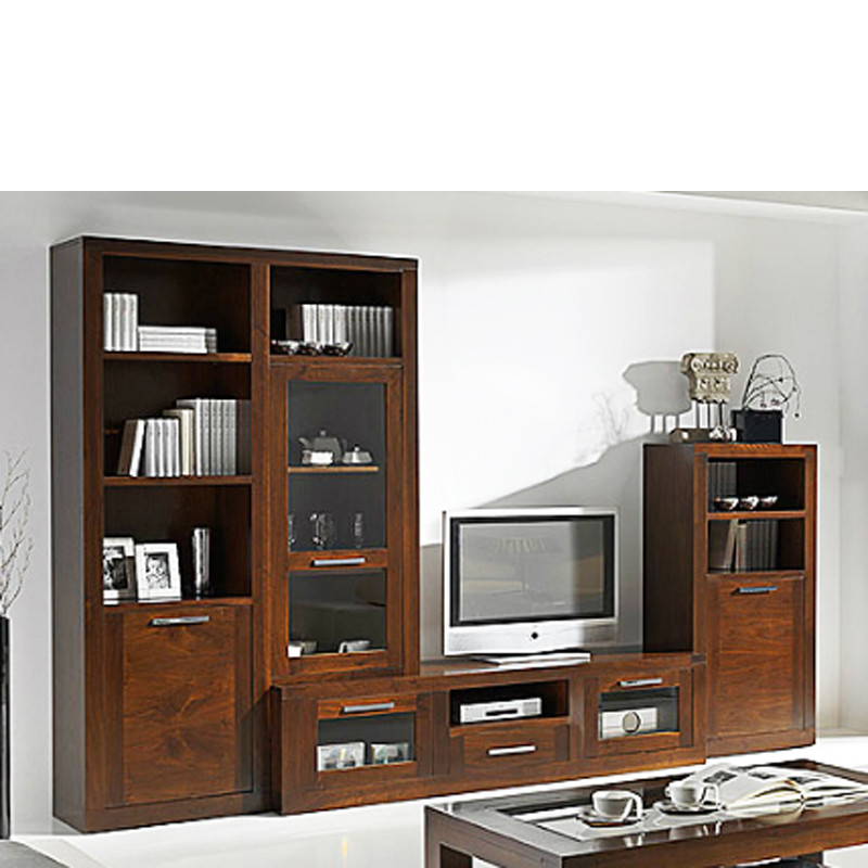 MUEBLES DE SALON CON MUEBLE TV - NOGAL