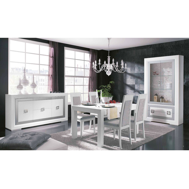 Aparador y vitrina modernos para salón comedor con mesa extensible Salones modernos nogal