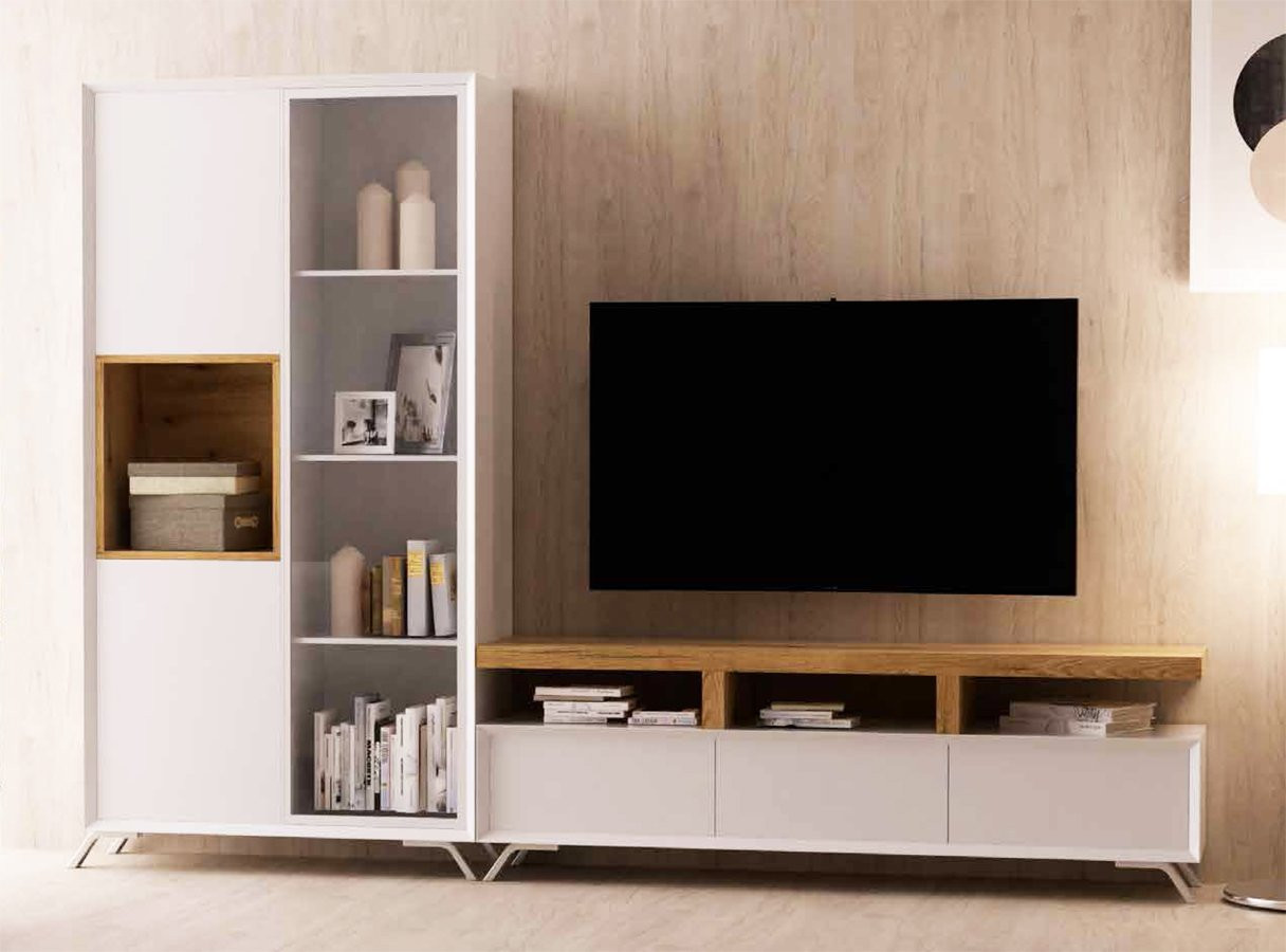 ▷ COLECCIÓN MUEBLE SALÓN CON VITRINA Y MESA PARA LA TELEVISIÓN