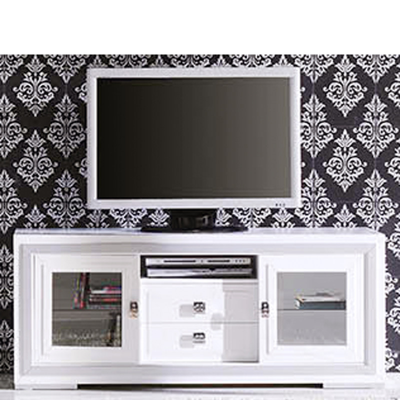 MUEBLE TELEVISIÓN CON 2 CAJONES Y 2 PUERTAS - PINO